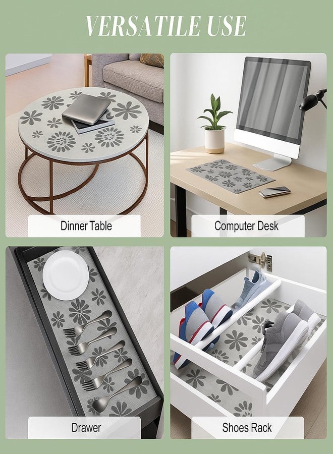 SUBETE Anti-Slip Waterproof Kitchen Drawer Liner | Non-Adhesive Shelf & Cabinet Mats | Anti-Skid Liner for Wardrobe, Cupboard, and Fridge | 45 cm x 300 cm (Floral Grey Pattern) - Image 5